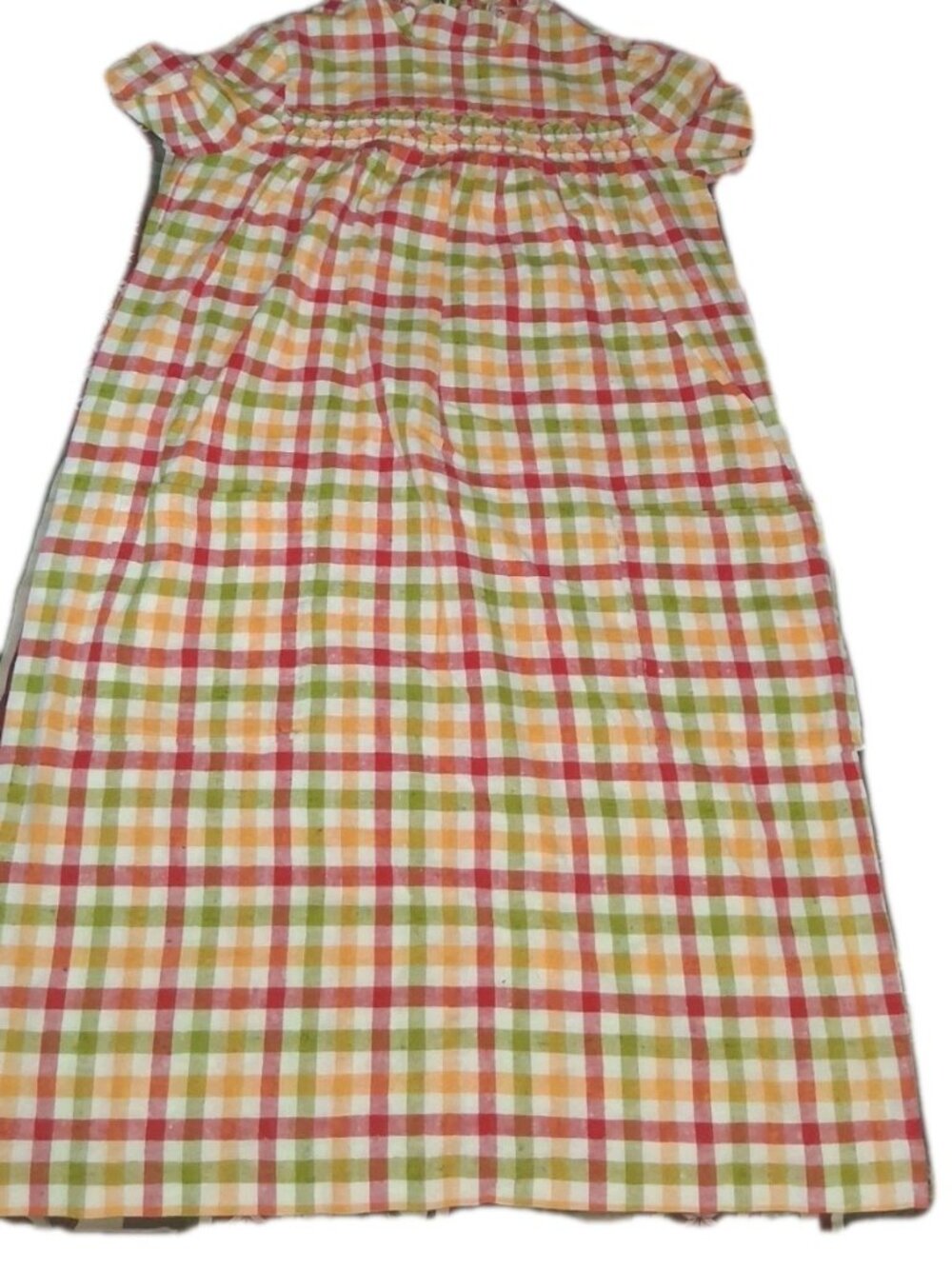 Vintage 70s Gingham Smocked House Dress Prairie Midi Plaid